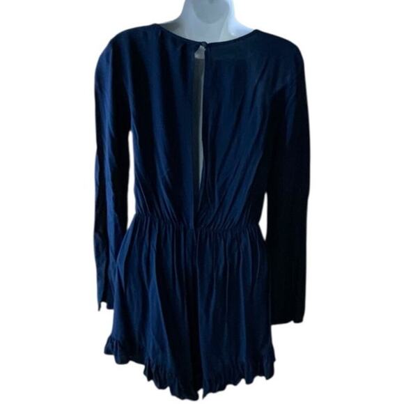 Altard State Romper  Womens M Lace Neck Elastic Waist Ruffle Keyhole Back Casual - Picture 4 of 8